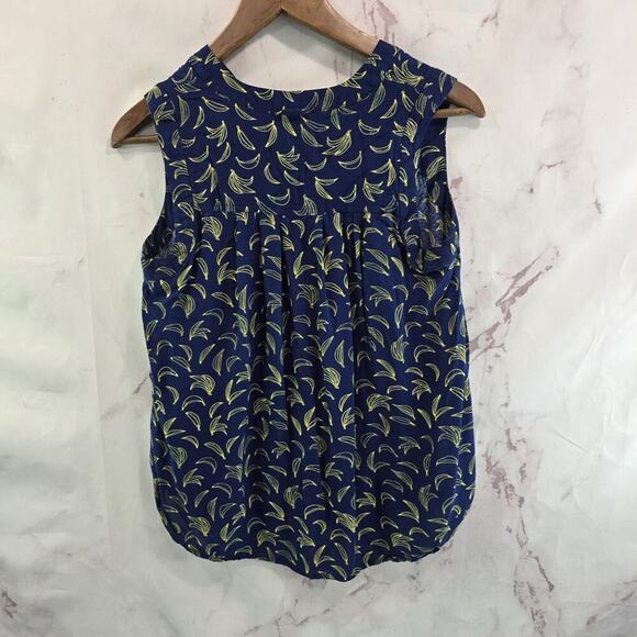 Anthropologie Top Womens XS 00P Banana Navy Blue Tank Boxy Button Oversized - Picture 5 of 10